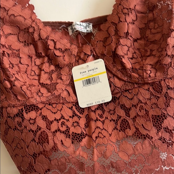 Free People Lace Cropped Tank Top Bralette in Rust - Picture 2 of 6